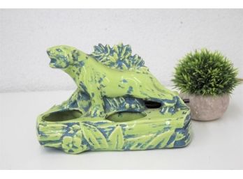 Vintage 1950s Mottled Glaze Leopard TV Lamp/Planter