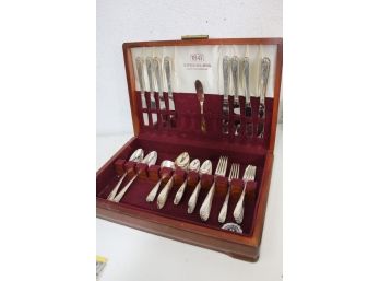 1847 Rogers Bros. Silverplate Flatware In Original Wood Box (incomplete Set)