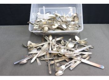 Group Lot Of Mixed Stainless And Plated Flatware