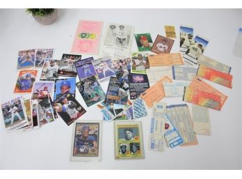 Group Lot Of Vintage Baseball Cards, Sporting Event And Concert Ticket Stubs, And A Couple Of Autographs