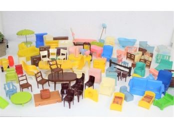 Huge Lot Of Vintage Plastic Dollhouse Furniture