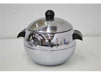 2 Of 3 MCM Penguin Cold/Hot Server Bucket By West Bend Aluminum, Polished Finish, Black Handle