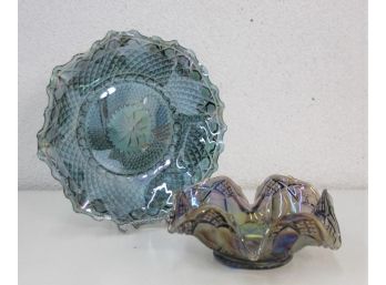 Dynamic Duo Pressed Carnival Ruffle Rim Bowls - Perriwinkle And Steel Grey