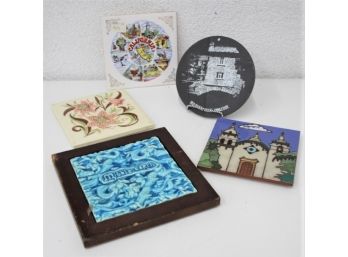 Group Lot Of Decorative And Souvenir Ceramic Tiles
