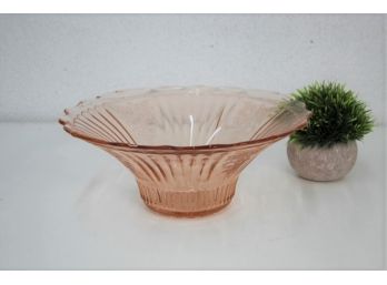 Vintage Pink Depression Glass Open Rose Deep Fruit Bowl