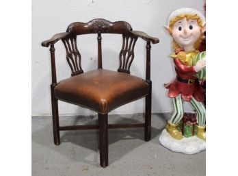 Double Harp Back Corner Chair With Nail Head Caramel Vinyl Seat