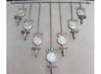 Seven Bent Wrought Iron Dropped Rod Votive Candle Holder With Rustic Glass Refractors