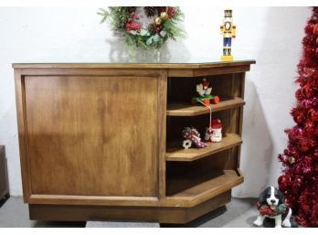 Vintage Glass Top Mahogany Cash/Wrap Desk With Corner Display Shelves