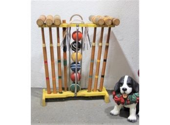 Colorful Old Balls And Wood Mallets: A Splendid Vintage Croquet Set