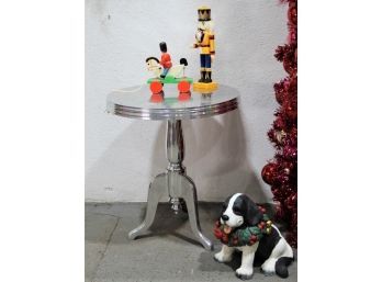 Mirror Polished Cast Aluminum Round Top Accent Table