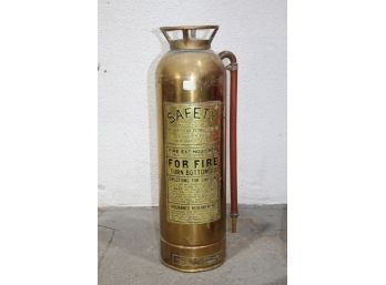 Vintage Brass Fire Extinguisher From Safety Fire Extinguisher Co. NY