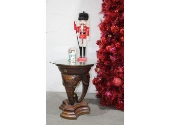 Highly Sculptural Triple Elephant Trunk And Tusk Accent Table With Glass Round Top