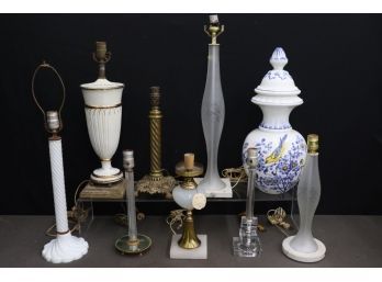 Group Lot Of Vintage Lamp Bases (no Shades, ALL Untested, ALL May Need Rewiring)