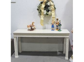 Vintage Palm Beach Chic Style White Fretwork Console Table
