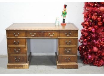 Vintage Stiehl Furniture NY Walnut Partner's Desk Ware Consistent With Age And Use.