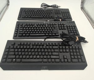 Gaming Wired Keyboard Lot 2x Corsair K55 RGB And Razer Blackwidow Chroma V2