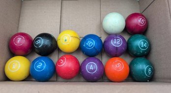 Vintage Billiard Balls 1.5 Inch - Incomplete Set, Unknown Material, Worn