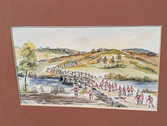 Revolutionary War Scene Watercolor Redcoats, Unknown Artist