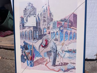 Yves B Asket 'NYC To LA And Back' Framed Lithograph 1983 - John Lennon & Marilyn Monroe NO SHIPPING
