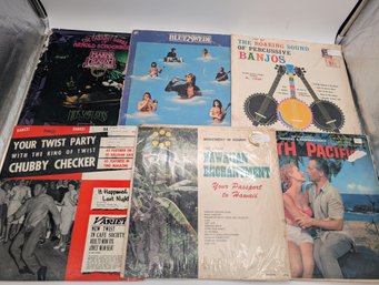 6 Assorted Fair Condition Records - Chubby Checker, Banjo Hawaii, South Pacific, Leonard Stein