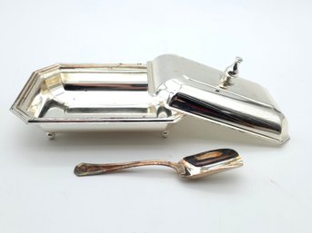 Chinelli Silverplate Small Sugar / Jelly Bowl With Serving Spoon - Made In Italy