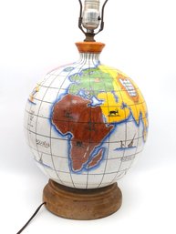 Ugo Zaccagnini Hand Painted Ceramic Italian Art Pottery Globe Table Lamp - C. ~1940 - 1960