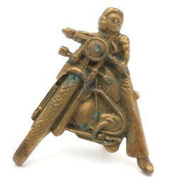Vintage Brass Motorcycle Rider Belt Buckle