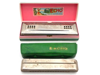 M. Hohner 'The Echo' Harmonicas W/Cases, C. ~1960s