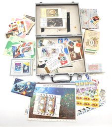Large Assortment Of World Postage Stamps W/ Small Briefcase C. ~1960s-2000s
