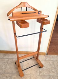 Italian 'Hold Everything' Wooden 40' Valet Rack Stand, Made In Italy