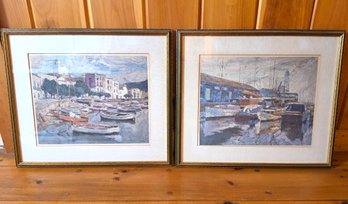 Impressionist Style Harbor Scene Prints, C. ~Mid-Late 20th C.