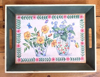 Floral & Butterfly Wooden Serving Tray