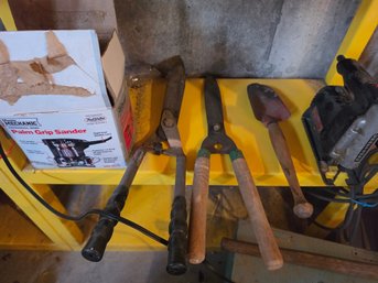 Palm Grip Sander, Hedge Shears, Trowel