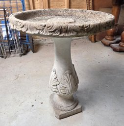 Ornate Concrete Bird Bath - Two Piece Construction