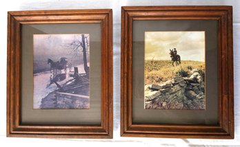 Framed Western Horse & Carriage Prints - C. ~1960s - 70s