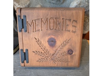 Wooden Photo Album With Carved 'MEMORIES' & Foliage Design