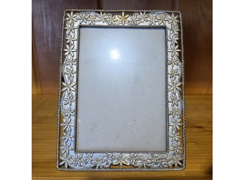 Decorative Floral & Rope Design Silver-tone Metal Picture Frame