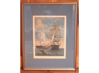 Framed Maritime Print - 'Battle Between The Constitution And The Guerriere' Naval Ships