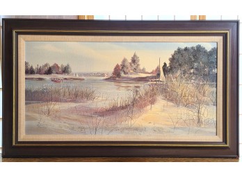Jacqueline Penney Panoramic Seascape Oil Painting, C. ~1970s
