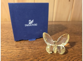 Swarovski Topaz Yellow Crystal Butterfly Figurine With Original Box