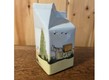 Hand-Painted Ceramic 5' Mini Carton Shaped Pitcher