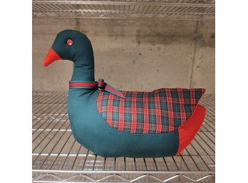 Plaid And Green Fabric Duck Holiday Decoration