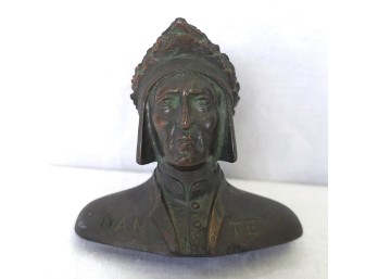 Bronzed / Spelter Cast Metal Bust Of Dante Alighieri, C. 1920-1960s
