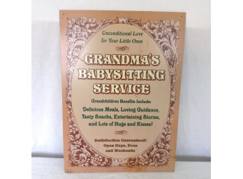 'Grandma's Babysitting Service' Decorative Sign
