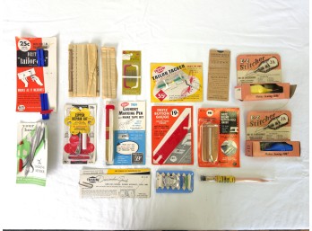 Antique Sewing Supplies - Repair Kits, Stitcher, Pens, Scale, Misc. - C. 1930 - 1960s