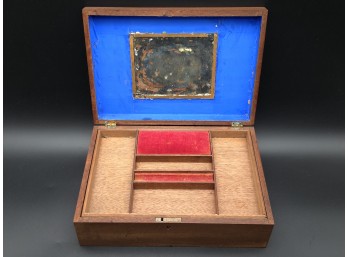 Antique Wood Writing / Jewelry Box With Mirror, C. 1880-1930s