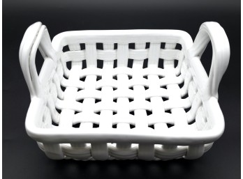 Neuwirth Portugal White Ceramic Woven Basket Bowl, 9'