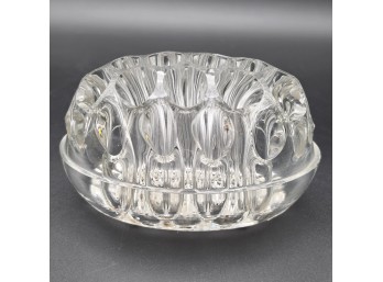 Large 6' Unique Clear Glass Oval Flower Frog 'made In England'