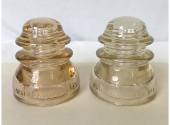 Whitall Tatum Co. No. Glass Insulators, Clear & Unique Peach / Light Amber Color - C. 1910s-1930s