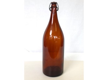 Large Amber Glass Swing Top Bottle, C. ~1900s-1940s